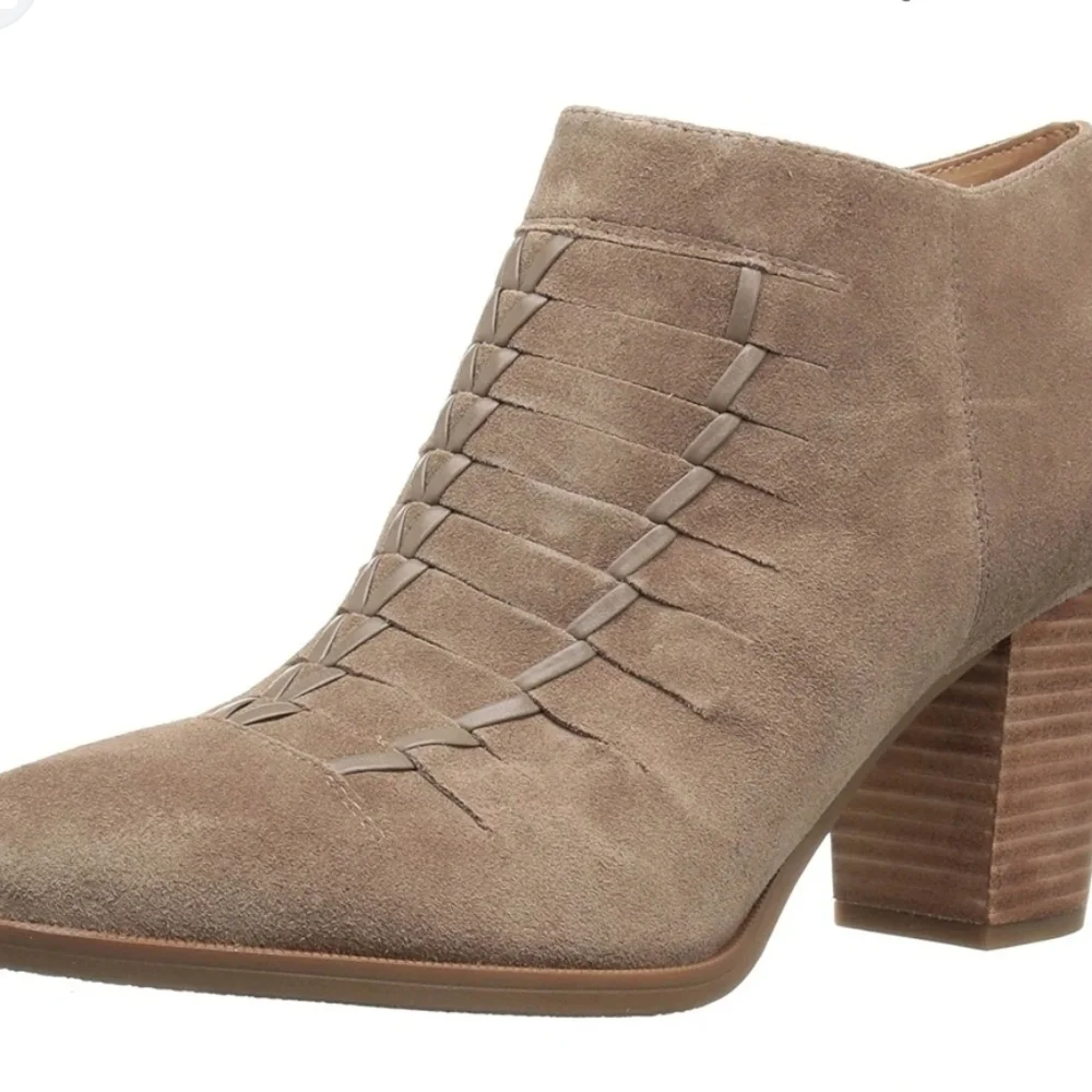 Franco Sarto Women Dimona Stitches Ankle Leather Block Heels shoes boots sz 8M